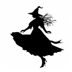 Wall Mural - silhouette of a witch Set of witch's silhouettes. Simple witch on the broom