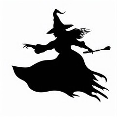 Wall Mural - silhouette of a witch Set of witch's silhouettes. Simple witch on the broom