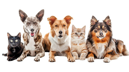 Wall Mural - Group of cat and dog isolated on transparent background