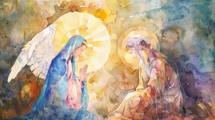 Wall Mural - Annunciation to Mary with the angel Gabriel delivering the news of Jesus' birth