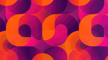 Poster - Geometric pattern with orange elements on a magenta background for web and graphic design