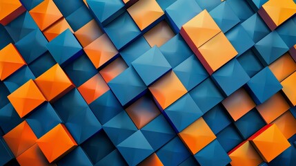 Wall Mural - Abstract background with a pattern of squares in blue and orange colors