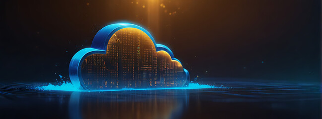 Wall Mural - Digital Technology Cloud Concept In Gradient Background