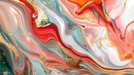 Canvas Print - A mesmerizing swirl of marble colors with gold accents