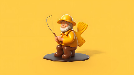 Poster - Fisherman Icon Fishing 3d