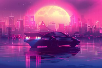 Banner with copy space of brand loyalty depicted in cyberpunk 80s color, illustration template for text
