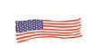 USA flag wavy long drawn landscape background banner.Memorial Day with American Flag Background Banner. U.S. Flag. United States Flag.Vector Illustration.
