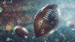 © Sittipol  - Close up of a wet football with stadium lights in the background