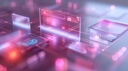 Wall Mural - futuristic ai technology interface 3d illustration
