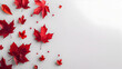 banner for canada day with place for text, red maple leaves on a white background with copy space	