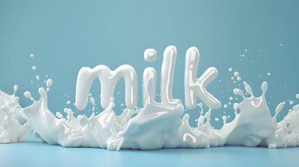 banner for world milk day, on a blue background with white 3D letters the text 