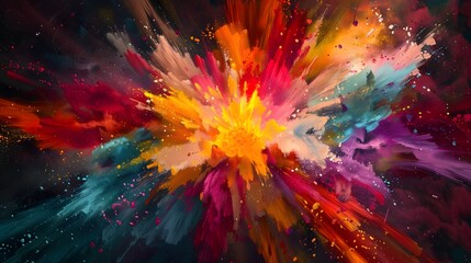 Canvas Print - Vibrant and Dynamic Explosion of Colorful Lights and Textures Evoking a Sense of Energy and Expression