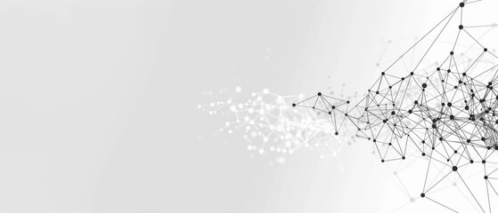 Expanding Network Nodes and Lines on White Background.