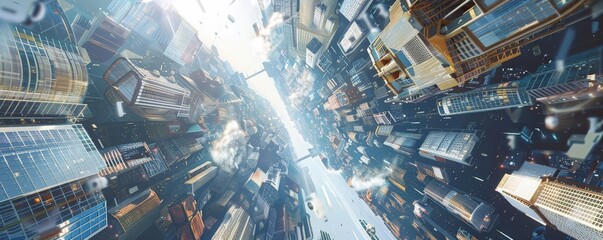 Wall Mural - digital rendering of an orbital megacity with artificial gravity