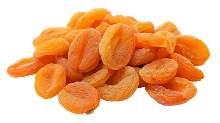 a bunch of dried apricots isolated on transparent background 