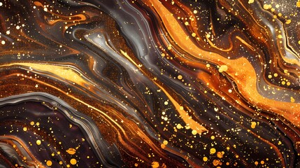 Wall Mural - Cosmic swirls in a golden and black abstract universe