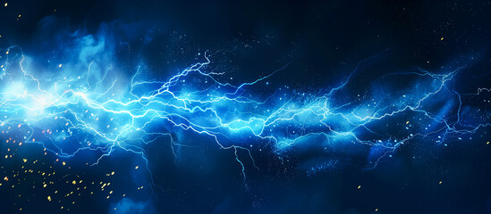 Wall Mural - blue thunderbolt crackling with sparks and lightning