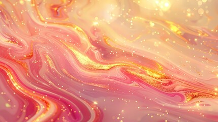 Wall Mural - Glowing swirls of pink and gold in a dreamy abstract landscape