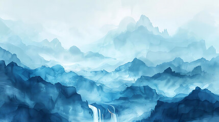 Wall Mural - abstract flow of water in mountain silence of ice and snow