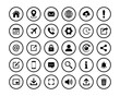 © Hunter Leader - Contact and communication icon. Contact information icons. Linear and round.