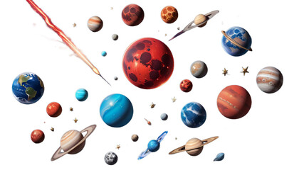 Wall Mural - blue space planets red comets flashes colors stars abstract landscape galaxy night sky star universe