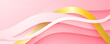 Pink wavy shape dimension background gold line decorative design vector