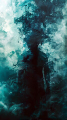 Poster - Surreal Watercolor Dive into the Shadowy Depths of the Abyss:A Cinematic,Hyper-Detailed 3D