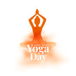 creative yoga day white poster, woman in yoga body posture