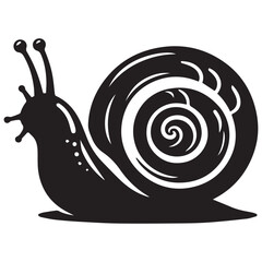 Snail Silhouette vector flat illustration.