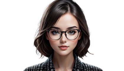 code ng women black background glasses made lookingface space binary copy realistic female datum technically engineering artificial intelligence cyberspace cybernetic business cyber technology human