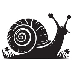 Wall Mural - Snail Silhouette vector flat illustration.