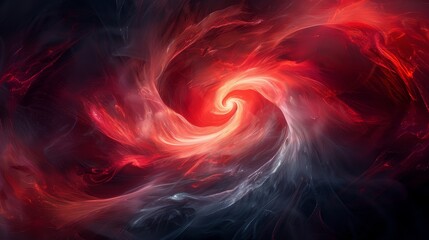 Wall Mural - Fiery red and dark swirling abstract art resembling a cosmic whirl