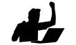 silhouette of Happy businessman working with laptop