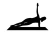 silhouette of Woman doing sports lying on mat