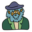 old men character portrait in doodle style in vector. line art for avatar design sticker coloring postcard poster print