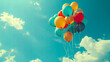 A bunch of colorful balloons floating in the sky