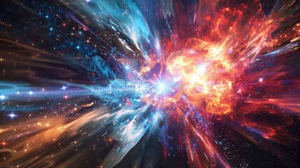 Wall Mural - big bang initiated universe with a boom, sparking cosmic motion.