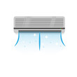 Air conditioning with cold wind waves, electronic modern temperature control device.Flat design.