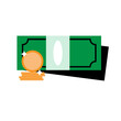 Bills and coin money flat style icon vector illustration design