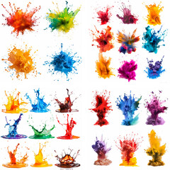 Canvas Print - splatter spot stain splashing explosion ink rainbow spray smoke vibrant creativity watercolor paint