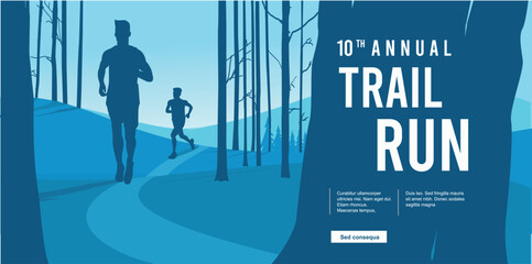 Great elegant vector editable marathon forest trail poster background design for your marathon championship event	