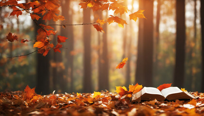 holy bible in autum forest