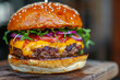 Juicy Gourmet Cheeseburger Close-Up