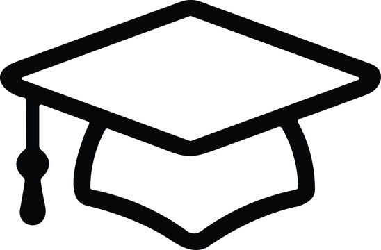 Graduation hat cap icon. Academic cap. Graduation student black cap and diploma stock vector. university or college black cap