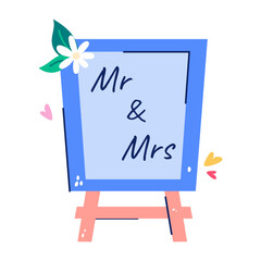 Wall Mural - Editable flat sticker of a marriage board 