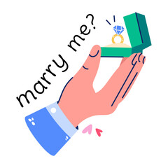 Sticker - A flat style sticker of marriage proposal 