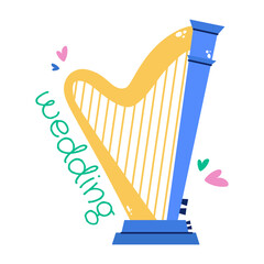 Canvas Print - Grab this flat sticker of a wedding harp 