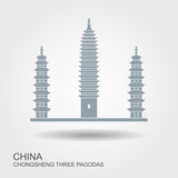 Fototapeta Big Ben - The Three Pagodas of the Chongsheng Temple. China