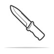 Hunting survival knife outline icon transparent vector isolated