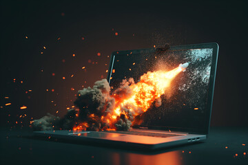 Poster - burning fire in a computer